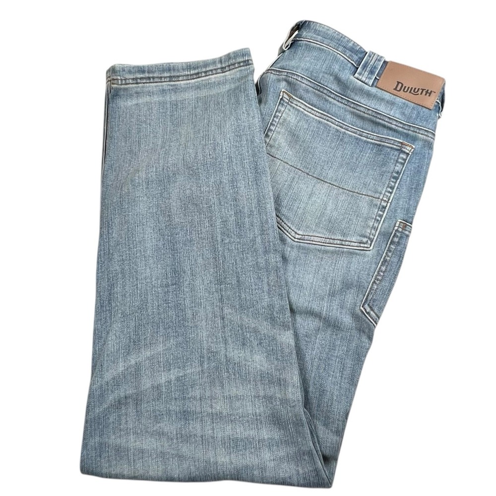 Duluth Trading Co Mens 36X31 Slim Fit Ballroom Double Flex‎ Jeans Light Wash